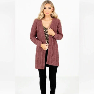 LA hearts cardigan sweater one size brown shaker knit long sweater